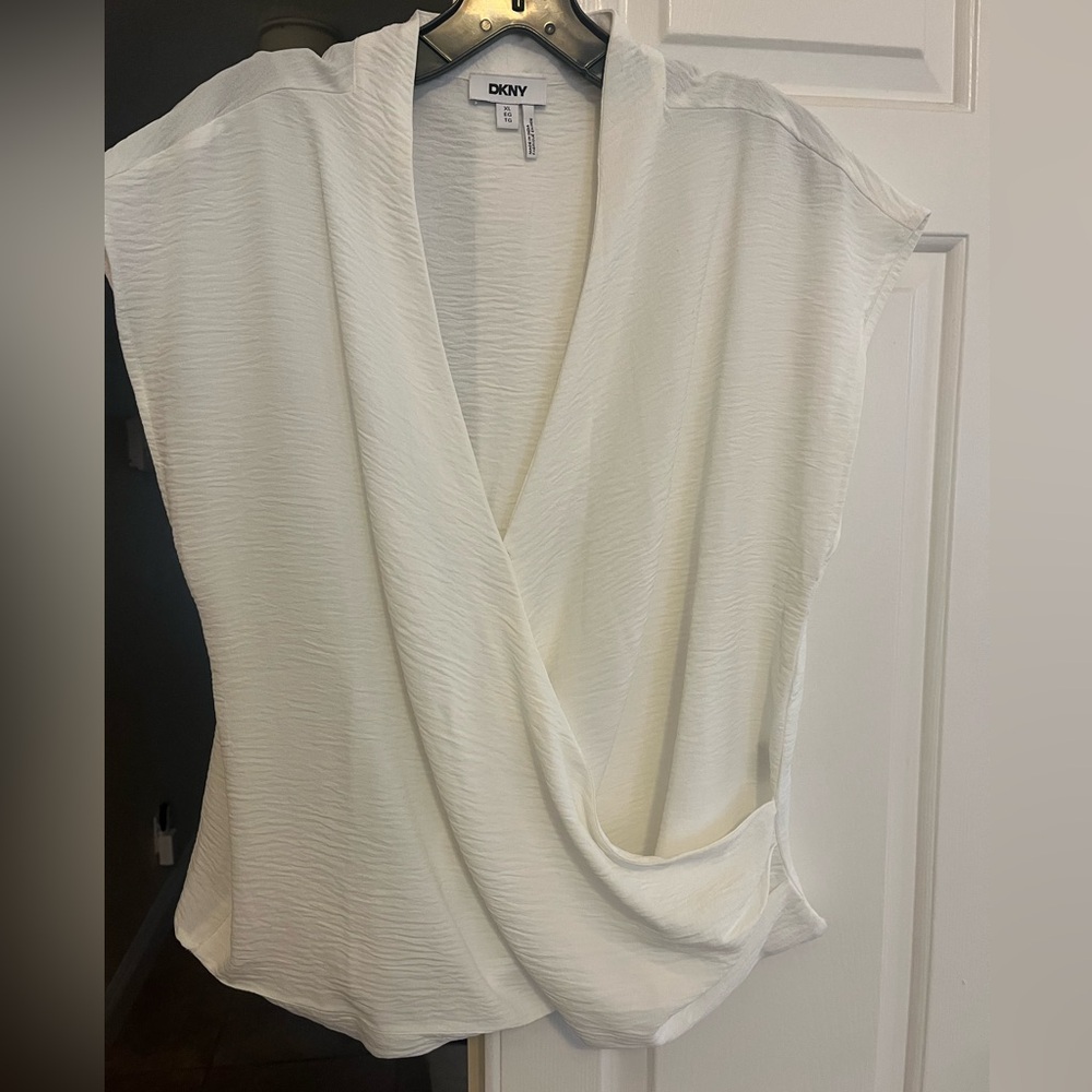 DKNY Women's Cream Draped Blouse